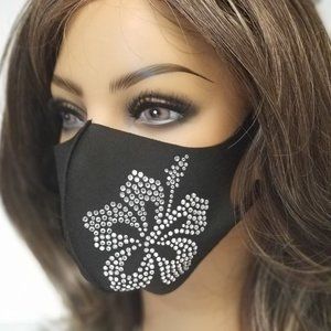 Flower Designed Rhinestone face Masks
